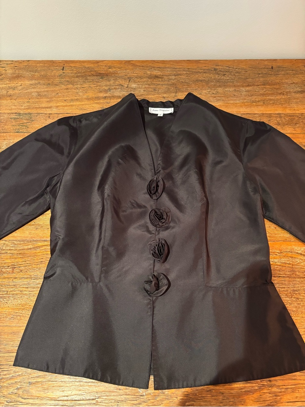 ANNE FONTAINE 100% Silk Blouse with Rosette Buttons 🇫🇷 Made in France